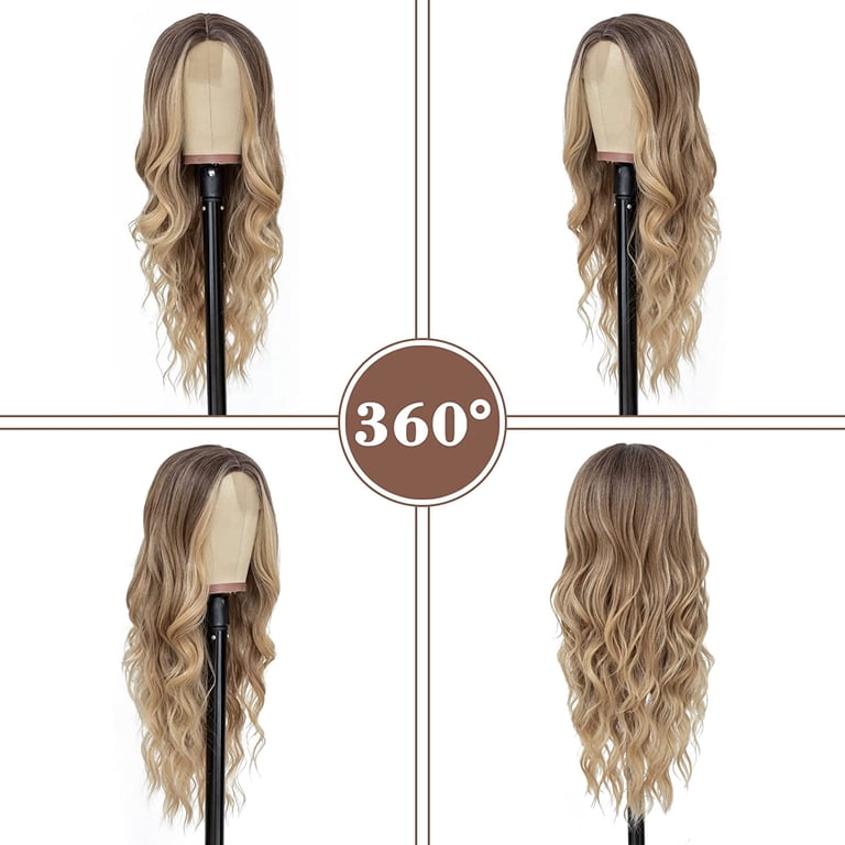 Long Ombre Blonde Wavy Wig for Women 26 Inch Middle Part  display picture 1