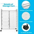 thumbnail image 3 of Costway 15-Drawer Rolling Storage Cart Mobile Organizer with Lockable Wheels Clear, 3 of 6