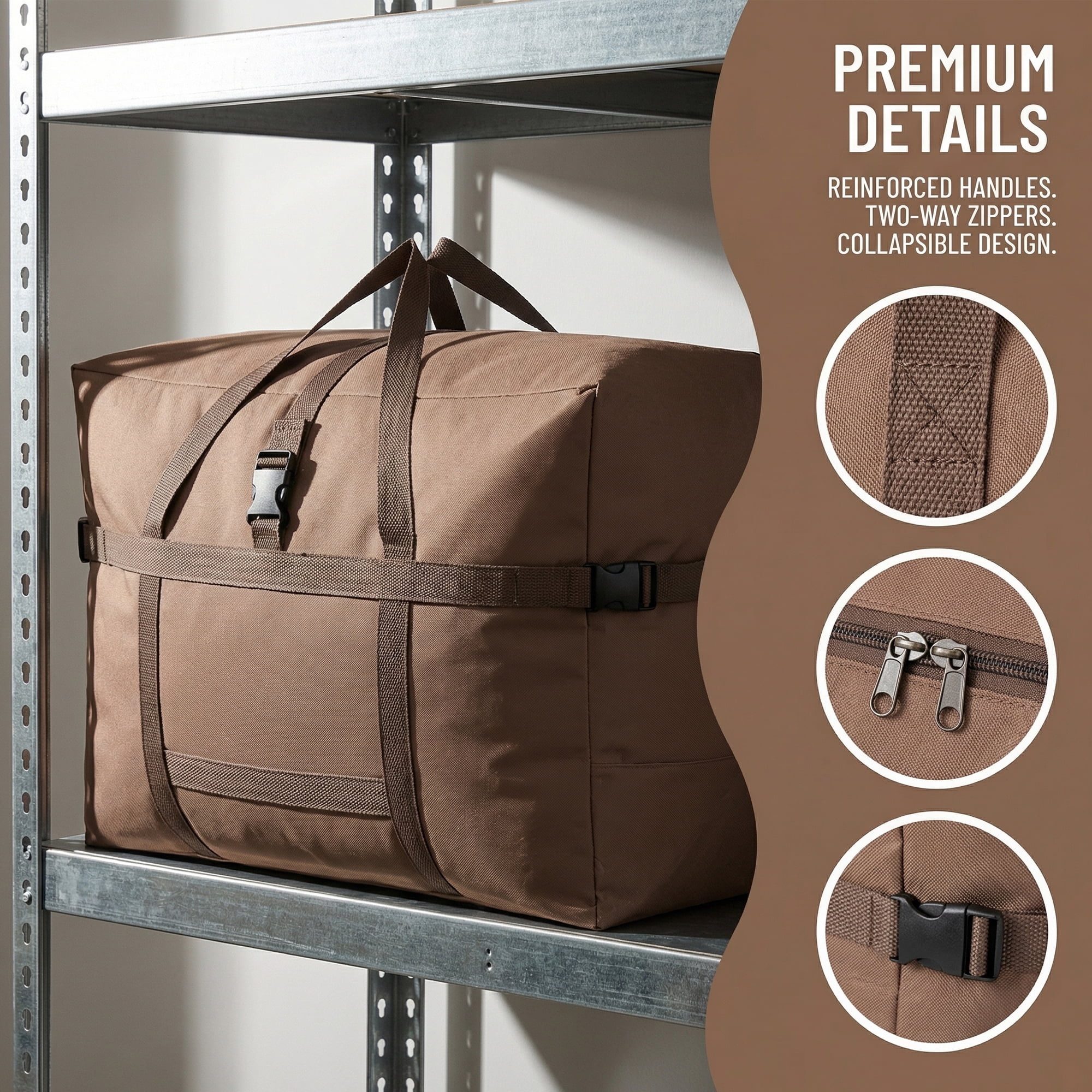 Unique Bargains Clothes Storage Oxford Moving Bag Khaki 23.6*11.4*16.9in