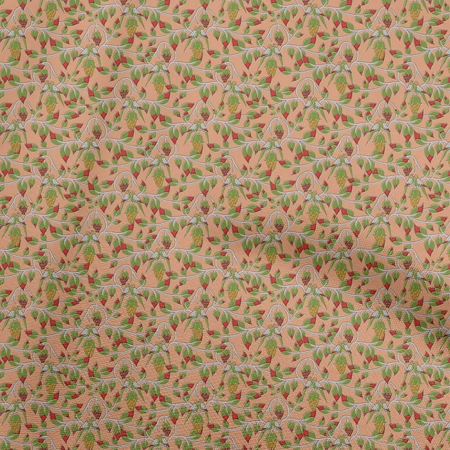 oneOone Rayon Light Peach Fabric Kalamkari Craft Projects Decor Fabric Printed By The Yard 56 Inch Wide