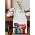 thumbnail image 4 of Independence Day Table Runner Cotton Linen 48 Inch Holiday Dresser Scarves, Red Blue Flag Patriotic Bottle Flower Tablerunner for Kitchen Coffee Dining Bedroom Dinner Scarf Décor 13''x48'', 4 of 9