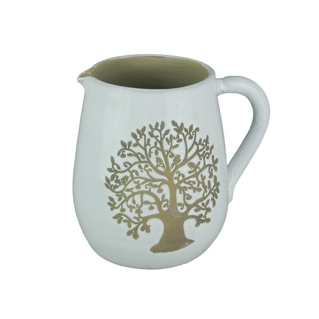Things2Die4 Jarra decorativa con diseño de árbol genealógico de cerámica blanca con acabado vintage Things2Die4 PDPH1745