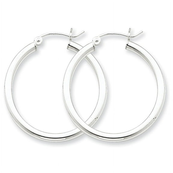 Primal Silver Sterling Silver Rhodium-plated 2.5mm Round Hoop Earrings