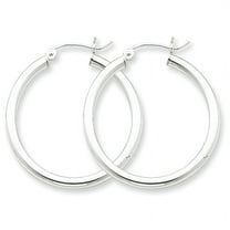 Primal Silver Sterling Silver Rhodium-plated 2.5mm Round Hoop Earrings