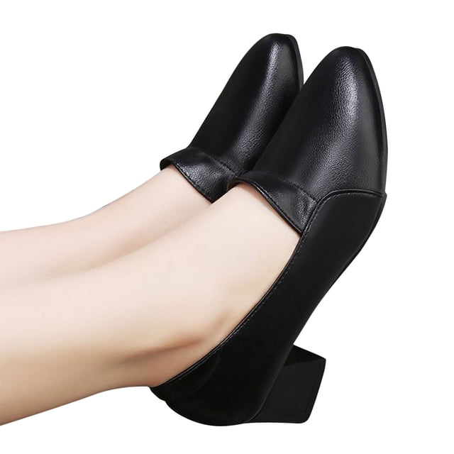 LSLJS Chaussures pour Femmes à Talons Épais Moyens, à Bout Pointu Plissé, Décolleté Peu Profond, Style Rétro, Coupe Décontractée, Chaussures de Mode pour Femmes, Chaussures en Cuir pour Femmes
