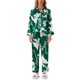 thumbnail image 1 of Pijamas de satén para mujer Cheibear, ropa de dormir, blusas de manga larga con pantalones, conjuntos de lounge con botones, XL, floral verde, 1 of 4