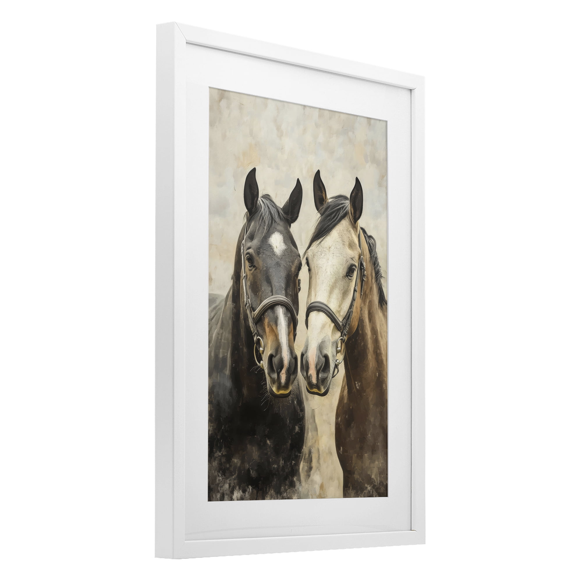 Stupell Industries Pair of Horses in Harmony White Framed Print Under Glass, design by Creative Studio