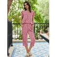 thumbnail image 5 of Ekouaer Womens Pajama Set Short Sleeve Sleepwear Pleated Floral Pjs Set Capri Pants Lounge Sets with Pockets, 5 of 6