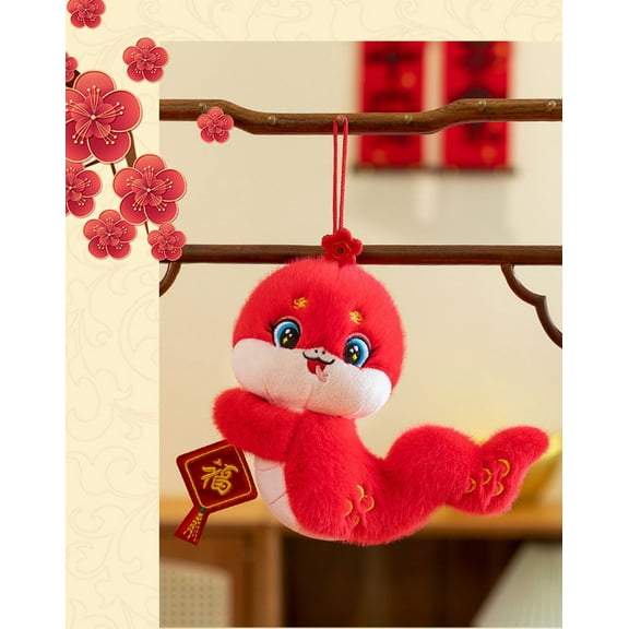 Lunar New Year Snake Animal Toy, Soft and Cute Zodiac Snake Decor, Snake Plush 2025 Year of The Snake Stuffed Animal Snake Figurine Chinese New Year Plush Decoration Mascot Doll