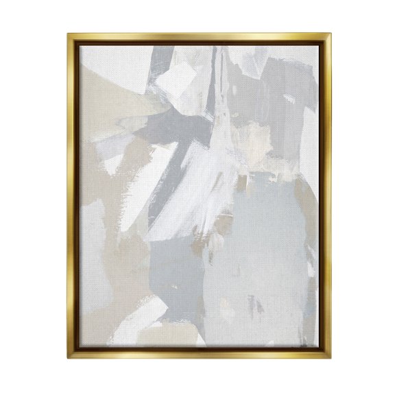 Stupell Industries Abstract Grey Collage Abstract Painting Gold Floater Framed Canvas Art Print Wall Art, 25 x 31