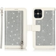 thumbnail image 1 of Allytech iPhone 12 Pro Case/ iPhone 12 Case with Zipper Wallet, Bling Glitter Multiple Credit Cards Slots Wallet Case Cover with Zipper Detachable Strap Case for Apple iPhone 12/ 12 Pro, Silver, 1 of 7