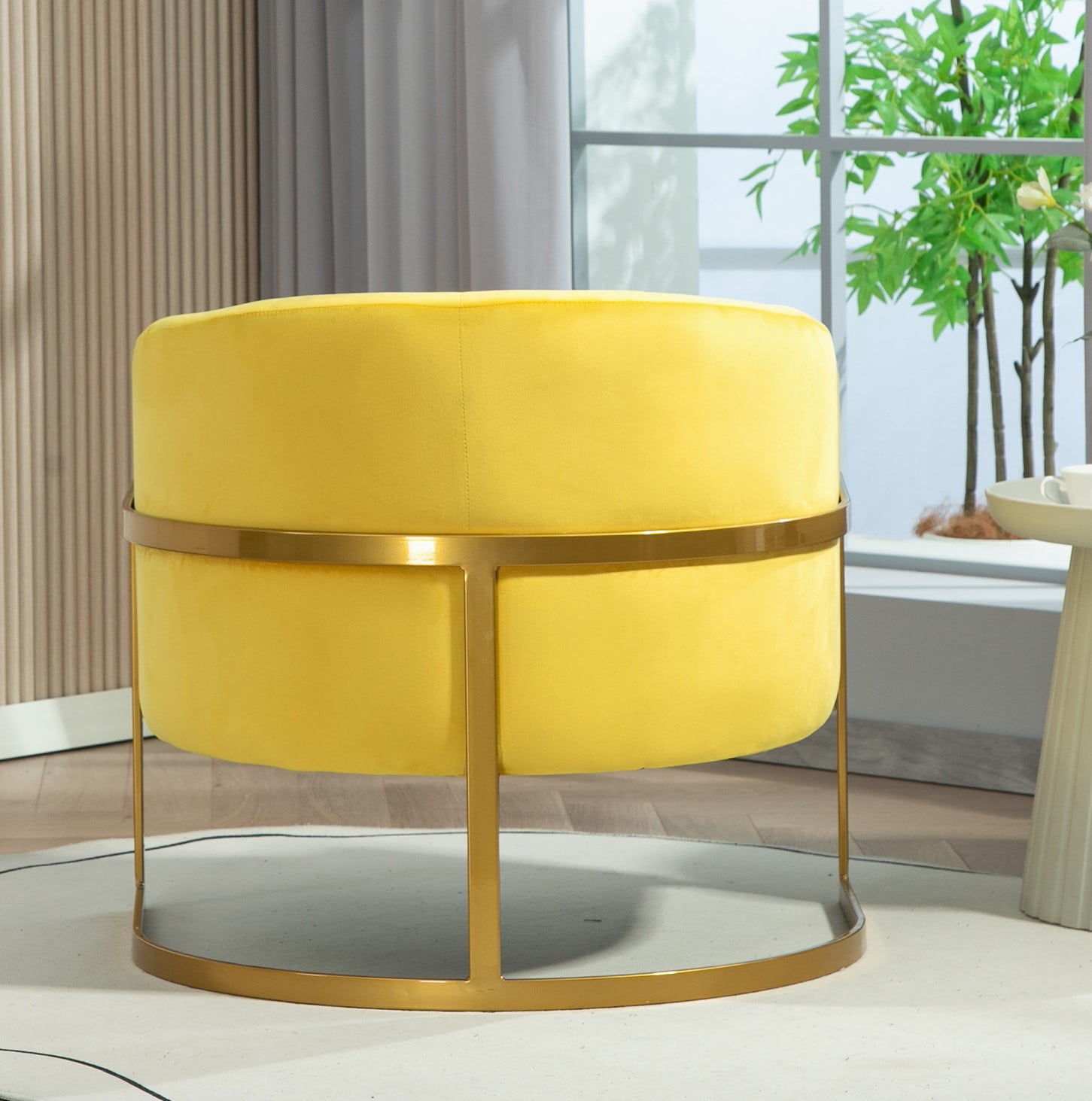 US Pride Furniture Modern Accent Armchair Luxury Gold Frame and Multi-colored Velvet Material Infuse Elegant Flair Yellow