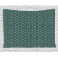 thumbnail image 1 of Vintage Tapestry, Western Culture Inspired Artistic Mosaic Floral Tiles Pattern, Wall Hanging for Bedroom Living Room Dorm Decor, 80W X 60L Inches, Cobalt Blue Apple Green Teal, by Ambesonne, 1 of 2
