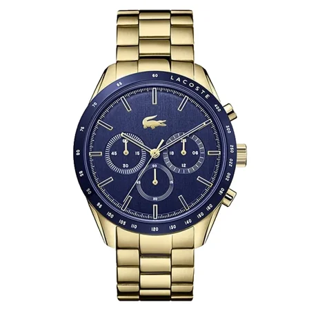 Lacoste Boston Chronograph 211096 Blue Dial Gold Bracelet 42MM Mens Watch