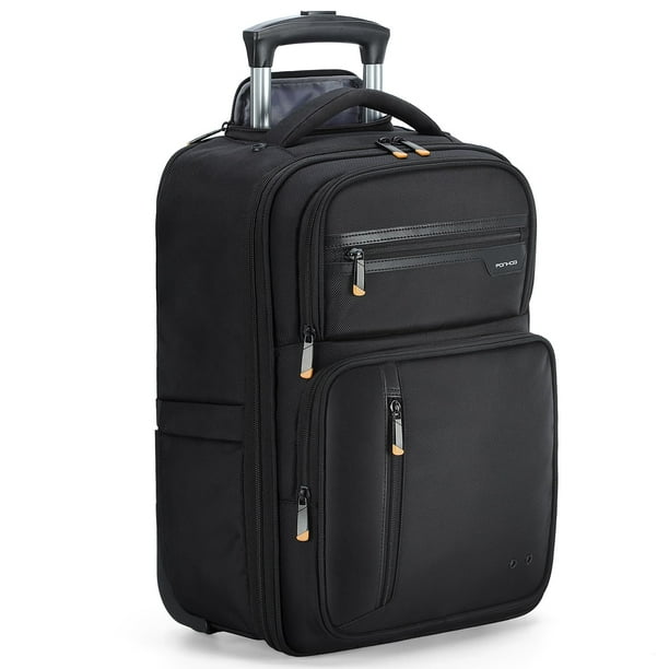 Rolling Backpack Ponhog para portátil de 17 pulgadas con ruedas, color negro