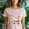 thumbnail image 5 of Merry Christmas T-Shirt | Cute Santa & Reindeer Holiday Graphic Tee, White, Size S, 5 of 6