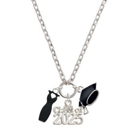 Delight Jewelry Little Black Dress - Silver-tone Class of 2025 Graduation Zoey Necklace, 28"