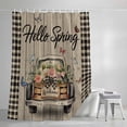 thumbnail image 4 of Spring Flower Shower Curtain Set, Waterproof Shower Curtains for Bathroom, Farmhouse Vintage Truck Black Plaid Wood Grain Washable Fabric Bath Curtain for Bathtub Decoration with Hooks 54x78 Inches, 4 of 9