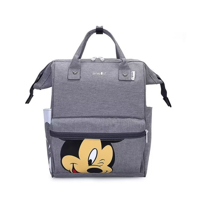 Mochila de tela Oxford de gran capacidad con patrón de Mickey.