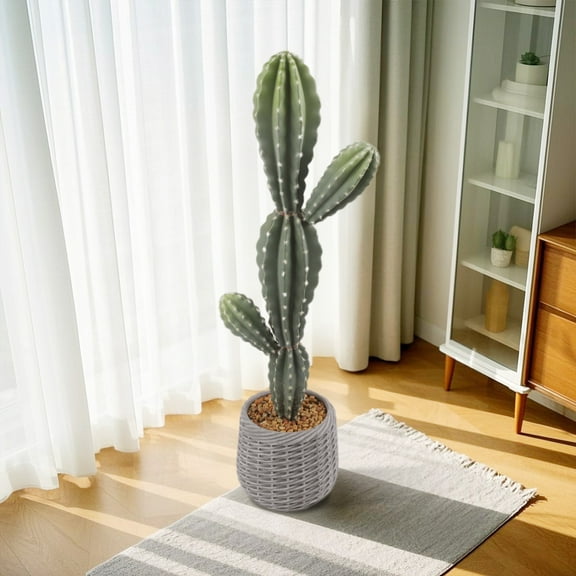 Studyset 34.6Inch Tall Lifelike Fake Cactus Plant, Artificial Cactus, Potted Faux Cacti Fake Plants, Realistic Faux Cactus Plants For Home Room Office Floor Indoor Decor