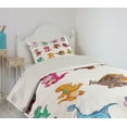 thumbnail image 2 of Ambesonne Colorful Quilted Coverlet 2 Pcs, Dinosaurs Extinction, Twin Size, Multicolor, 2 of 5