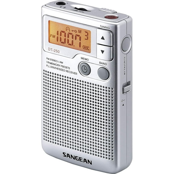 SANGEAN DT-250 Portable AM/FM Radio, Silver