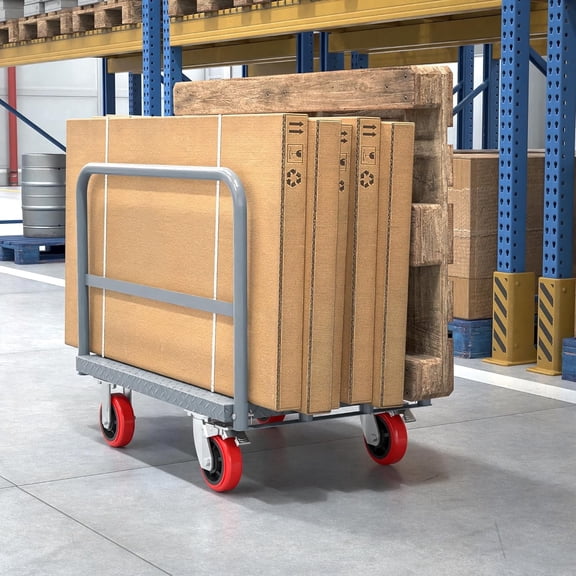 Thanaddo 2000 lbs Heavy Duty Steel Panel Truck with 4 Side Rails, 35x23 Inch Flatbed Cart for Drywall Lumber and Industrial Moving