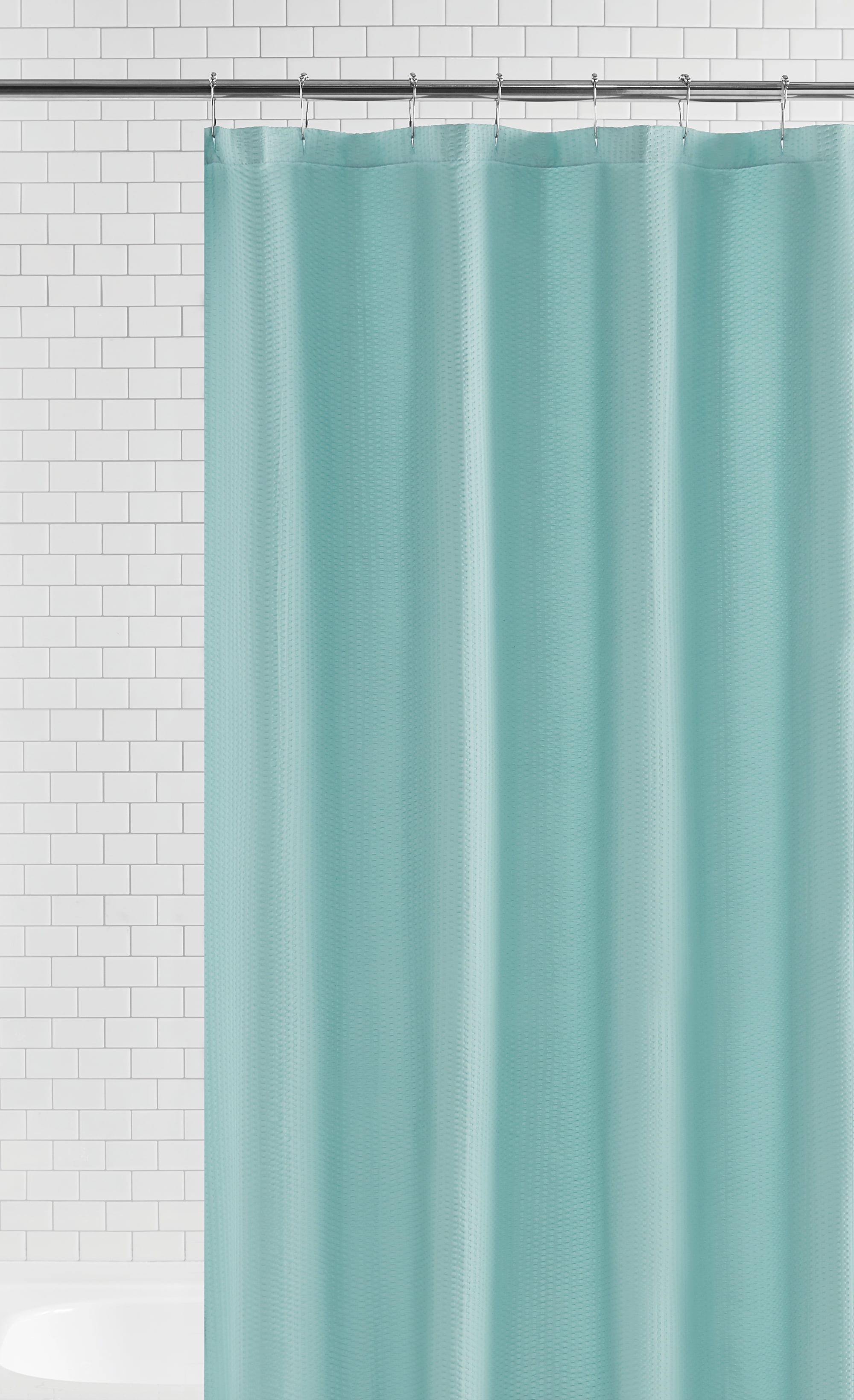 (3 pack) Mainstays Classic Mint Water-Repellent Embossed Microfiber Fabric Shower Liner, 70" x 72"