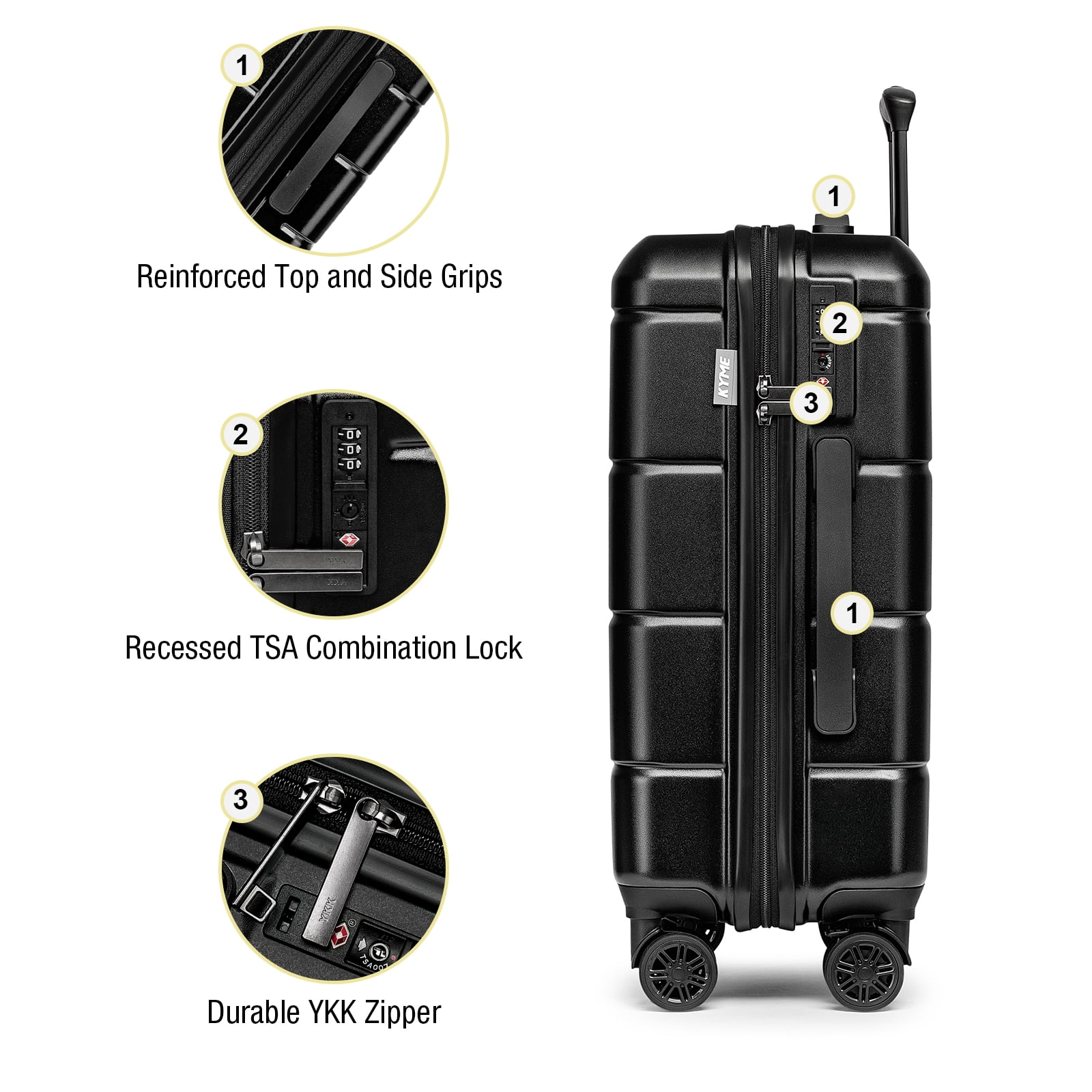 WEPLUS 3 Piece Hardside Carry On Luggage Sets TSA Lock Spinner Wheels 20"24"28" Suitcase with Cup Holder