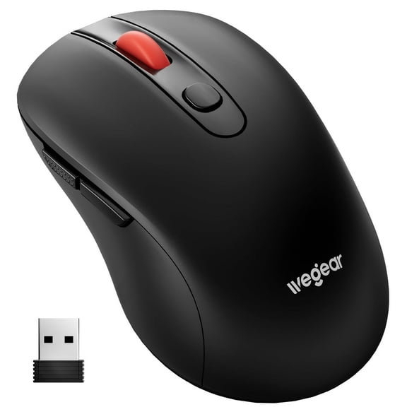 wegear 2.4G Wireless Mouse, Ergonomic Design, 5-Level Adjustable 4000 DPI, 6 Buttons, Portable for PC, Windows, Mac,XP