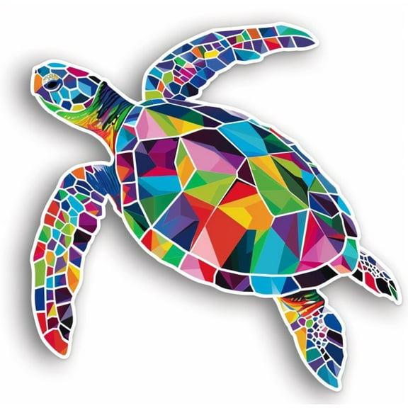 Colorful Sea Turtle Car Decal – Vibrant Geometric Turtle Sticker for Cars, Trucks, Windows, Bumpers, Laptops – Waterproof Vinyl Ocean Animal Art – Cute, Artistic Sea Turtle Decoration