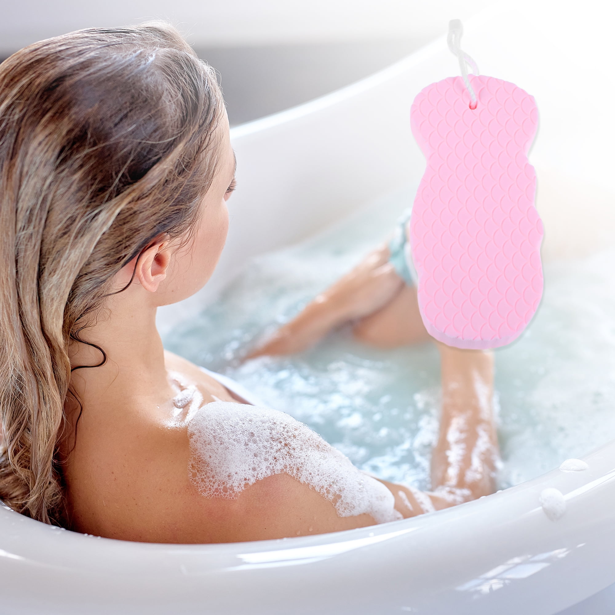 Unique Bargains 1pc Bath Shower Loofah Sponge for Exfoliating Skin Pink