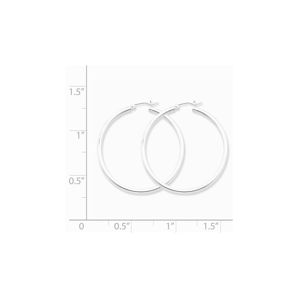Sterling Silver 2.5mm Round Hoop Earrings - 4.0 Grams - Measures 44x47mm Wide 2.5mm Thick