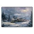 thumbnail image 2 of 60x39in Area Rug Machine Washable Floor Mats Skid-Resistant Backing Carpet for Home Kitchen Bedroom Vintage-style Christmas Train, 2 of 7