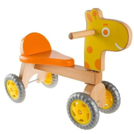 Happy Trails 80-HJD931370B Walk Wooden Giraffe-Balance Bike for Toddlers 1-2 Years Old-Ride, Push, Or Pull Toy Perfect for Boys and Girls,