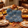 thumbnail image 5 of Fall Decor 10 PCS Speckled Navy Blue Foam Artificial Pumpkins Set Assorted Sizes Matte Pumpkin Ornaments Modern Autumn Harvest Thanksgiving Mantel Tiered Tray Home Decor, 5 of 6