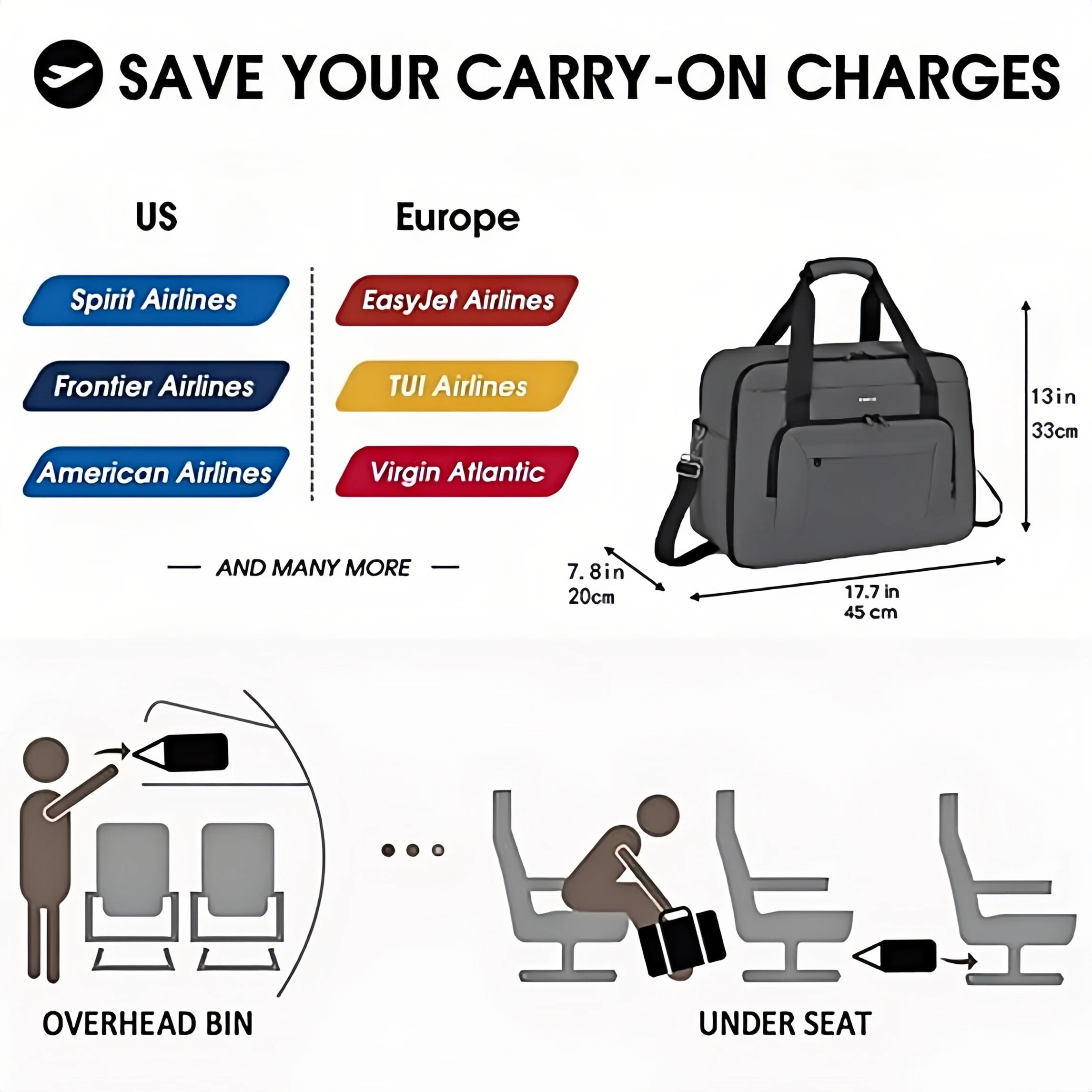WANDF Mens Large Travel Bag with Wet Pocket,TSA Airline Approved Carry on Personal Item Bag 18x14x8,17 inch Laptop Bag for Men College,Briefcase for Work,Business Handbag Shoulder Bag(Grey)