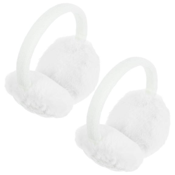 ELAYARD 2Pcs White Running Ear Covers with Plush Lining and Elastic Headband for Outdoor Use