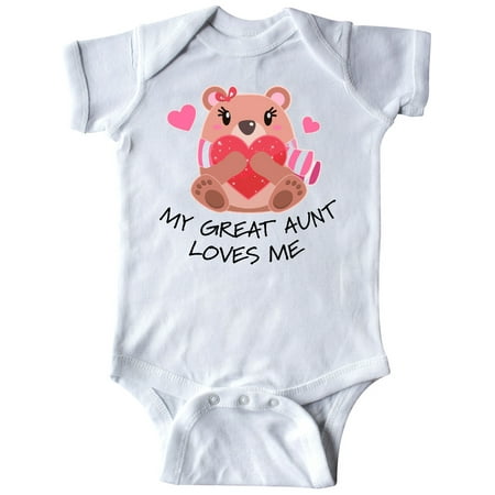 

Inktastic My Great Aunt Loves me- bear and hearts Gift Baby Boy or Baby Girl Bodysuit