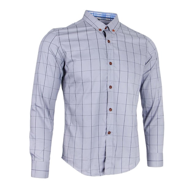Camisa Manga Larga Casual Impresión Cuadros Hombre Fiestas de Disfraces Noche de Despedidas de gris Soledad Camisa de manga larga para hombres