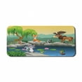 thumbnail image 1 of Cartoon Computer Mouse Pad, Funny Mascots Animals by the Lake Moose Fox Squirrel Raccoon Kids Nursery Theme, Rectangle Non-Slip Rubber Mousepad X-Large, 35" x 15", Multicolor, by Ambesonne, 1 of 2