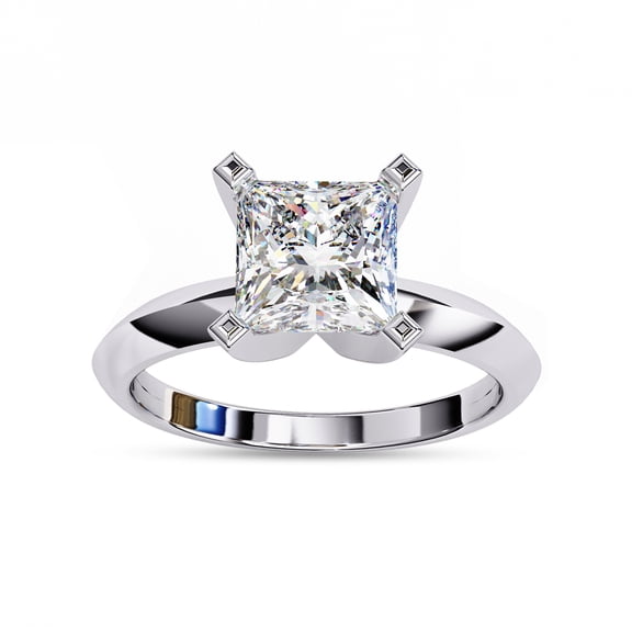 AFFY Solitaire Engagement Ring for Women, 1.70 Carat (ctw) Princess Cut Lab Grown Diamond Ring 14K White Gold Plated 925 Sterling Silver Jewelry Gift for Her FGH, SI Quality Size-4