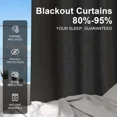 thumbnail image 3 of Lfeey Blackout Curtains for Bedroom, Thermal Insulated Window Drapes, Beige White Leaves Print, 52x96 Inches, 2 Panels, 3 of 7