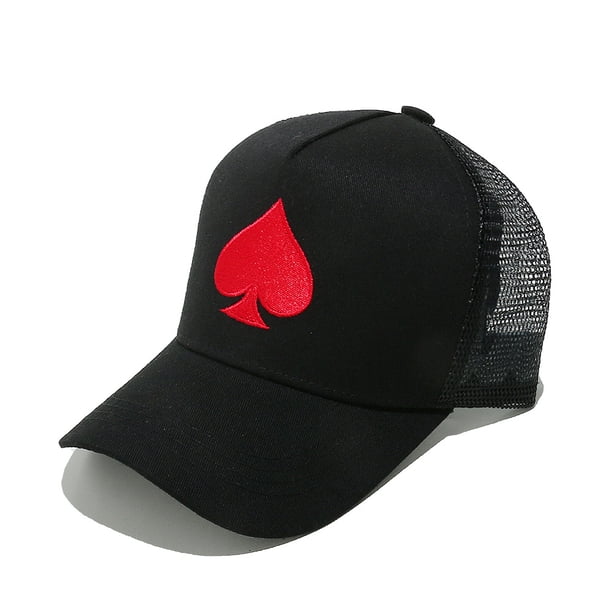 Gorra de béisbol Trucker con pala roja bordada para adultos