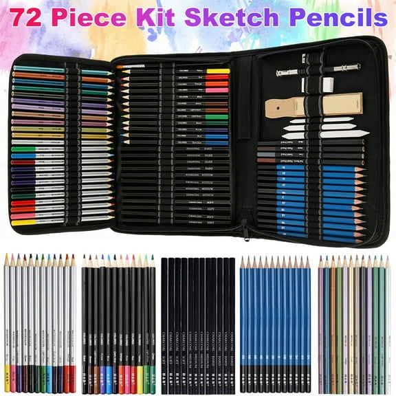 Rzvnmko 72 Pieces Of Painting And Art Supplies Set, Colored Drawing Pencils Set - Sketching, Colored Pencils, Ideal Art Kit For Beginners & Professional Drawing Artists Teens & Adults