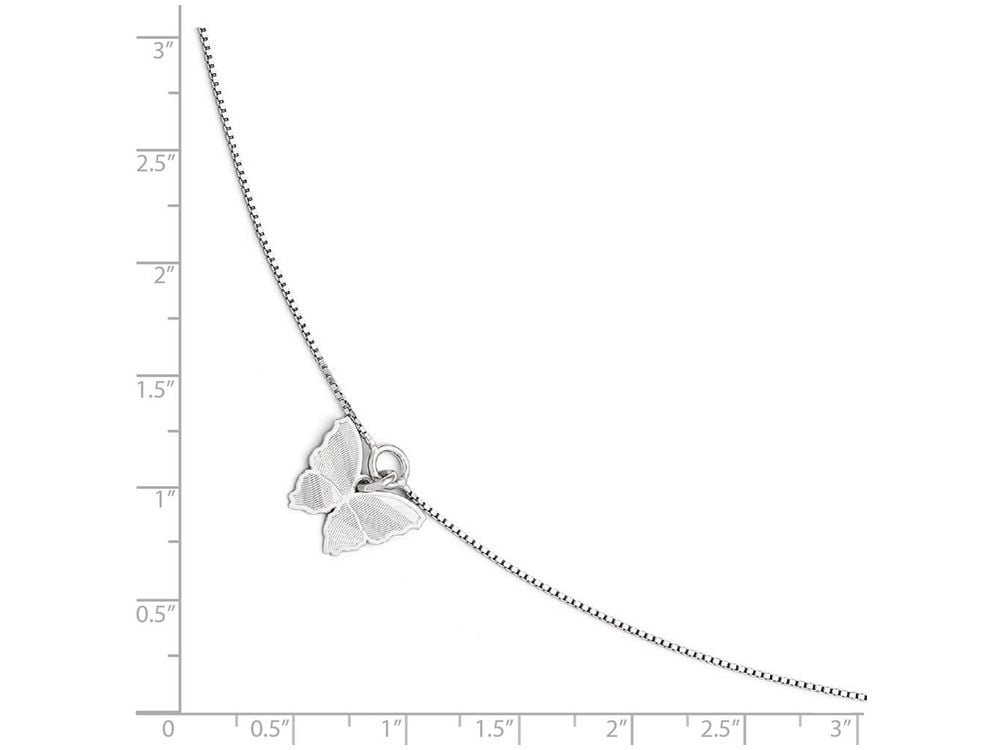FJC Finejewelers Sterling Silver Polished and Textured Butterfly Anklet W/1in Ext