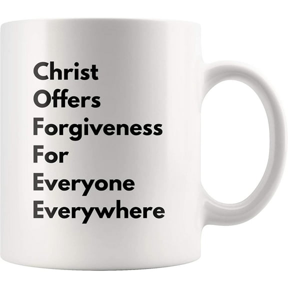 COFFEE Christ Offers Forgiveness For Everyone Everywhere Mug Inspirational Novelty Gift Idea for Christian Preacher Pastor Clergy Woman Man 11 oz Coffee Mug