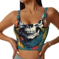 thumbnail image 1 of Balery Modern Hip-Hop Skull Sujetadores deportivos con espalda cruzada para mujer, acolchados, sin costuras, de alto impacto, ideales para yoga, gimnasio, entrenamiento y fitness.-Large, 1 of 8