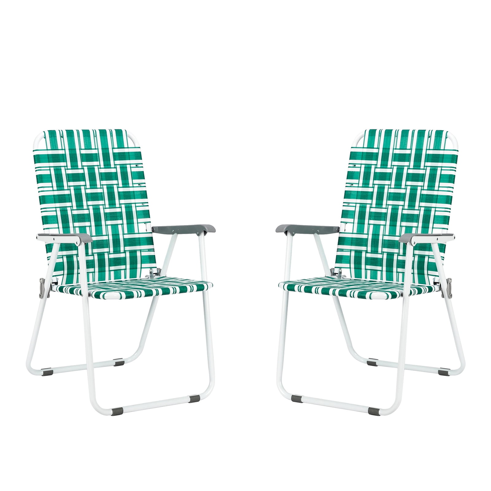 Kepooman 2pcs Outdoor Folding Beach Chair, Portable High Back Seat Chairs for Adult with Hard Arm for Camping Garden Concert Festival Sand Picnic BBQ, Light Green Strip Kepooman 2pcs Outdoor Folding Beach Chair, Portable High Back Seat Chairs for Adult with Hard Arm for Camping Garden Concert Festival Sand Picnic BBQ, Light Green Strip