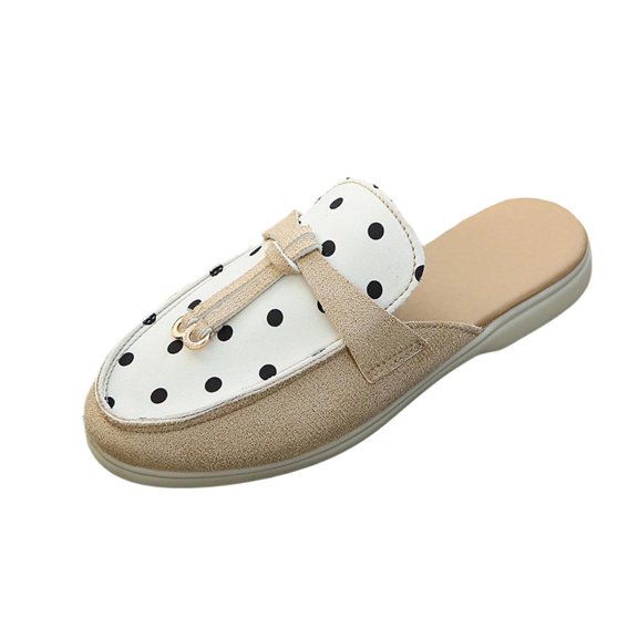 Wensltd Women's Flats Round Toe Tassel Slip On Flat Shoes Wide Width Spring Summer Daily Walking Solid Color